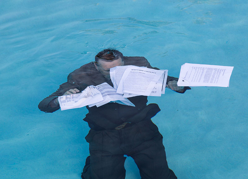 Man sinking in water